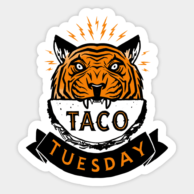 Tigers, Tacos, Tuesday Sticker by sombreroinc